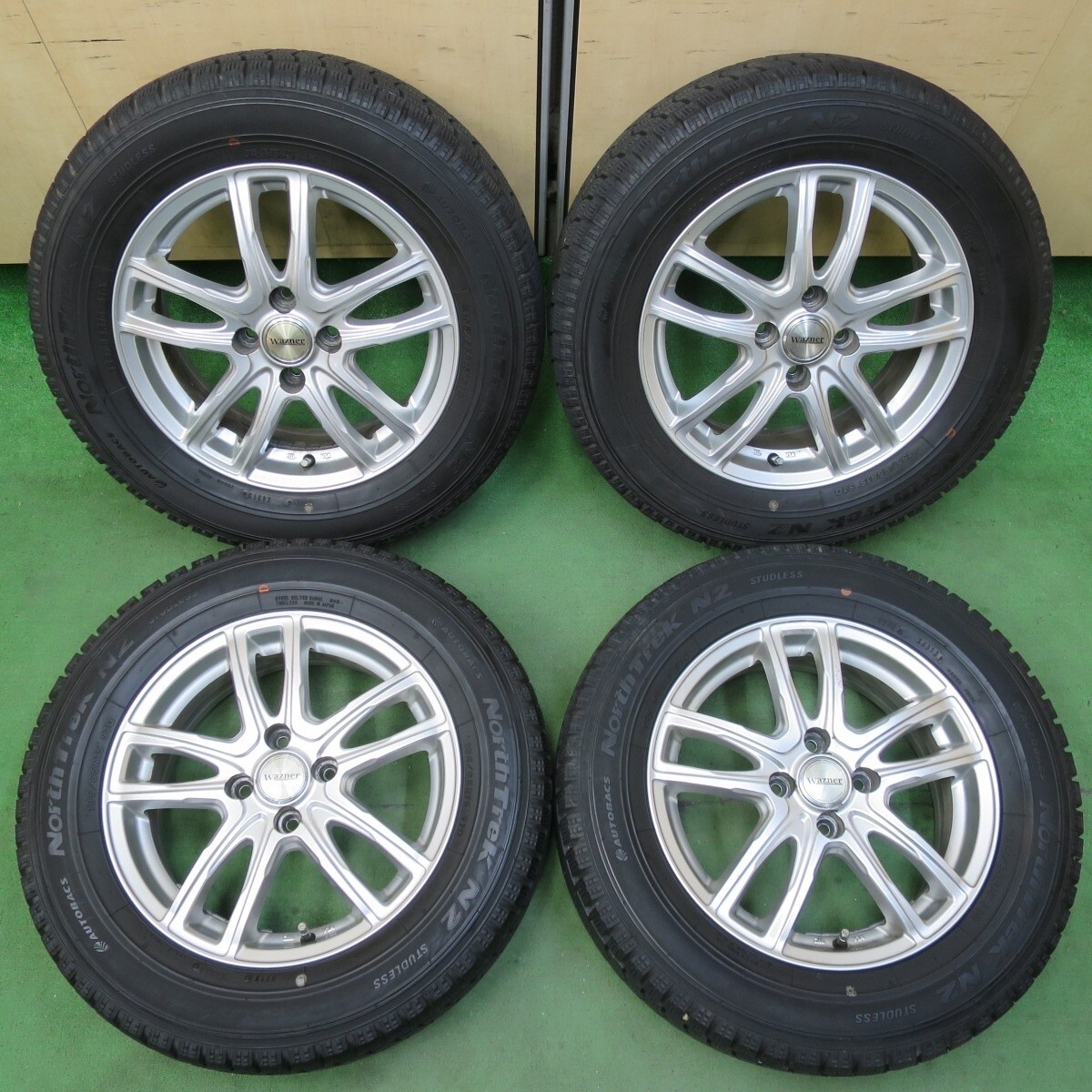 バリ溝!9.5分★スタッドレス 195/65R15 オートバックス ノーストレック N2 Wazner ワズナー 15インチ PCD100/4H★5040805イス拍卖
