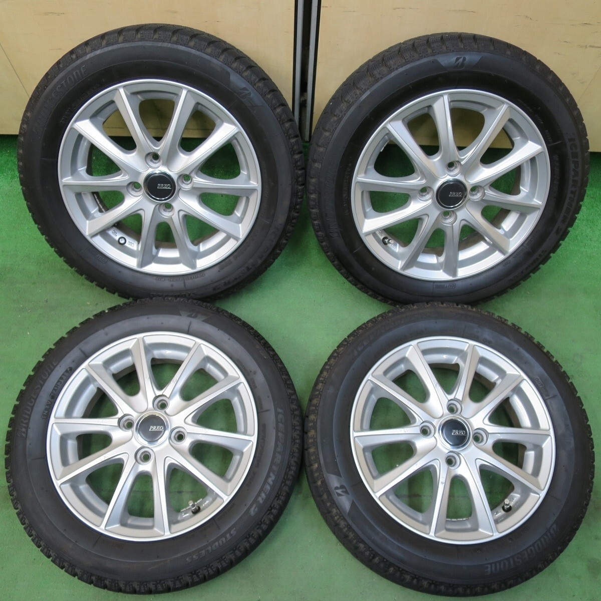 バリ溝!9分★スタッドレス 155/65R14 ブリヂストン アイスパートナー2 PREO プレオ 14インチ PCD100/4H★5033103イス拍卖