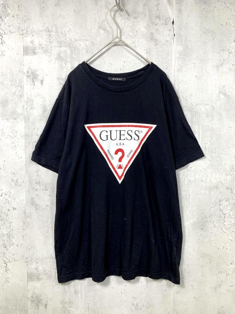 ゆうパケットOK GUESS ゲス MI2K9415 TRIANGLE LOGO S/S Tシャツ sizeXL/黒 ■■拍卖