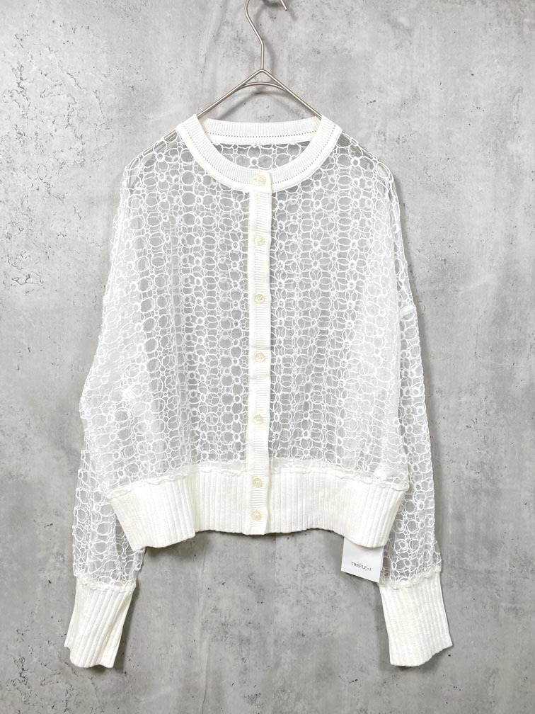 ゆうパケットOK 新品 TREFLE+1 トレフルプラスワン 230340S 定価27500円 HANA カーディガン sizeF/白 ■■◎ ☆ fhc7 レディース拍卖
