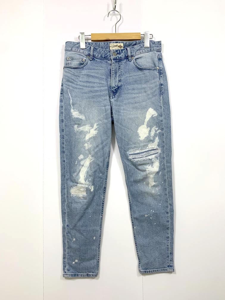 ゆうパケットOK DUFFER ダファー ダメージ クラッシュ ペイント スリム デニムパンツ sizeM/ブルー ■■◎ ☆ fhc7 メンズ拍卖