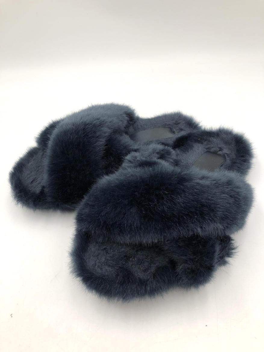 PICHE ABAHOUSE ピシェ アバハウス ファー サンダル 紺 ■■ ☆ fha1 レディース拍卖