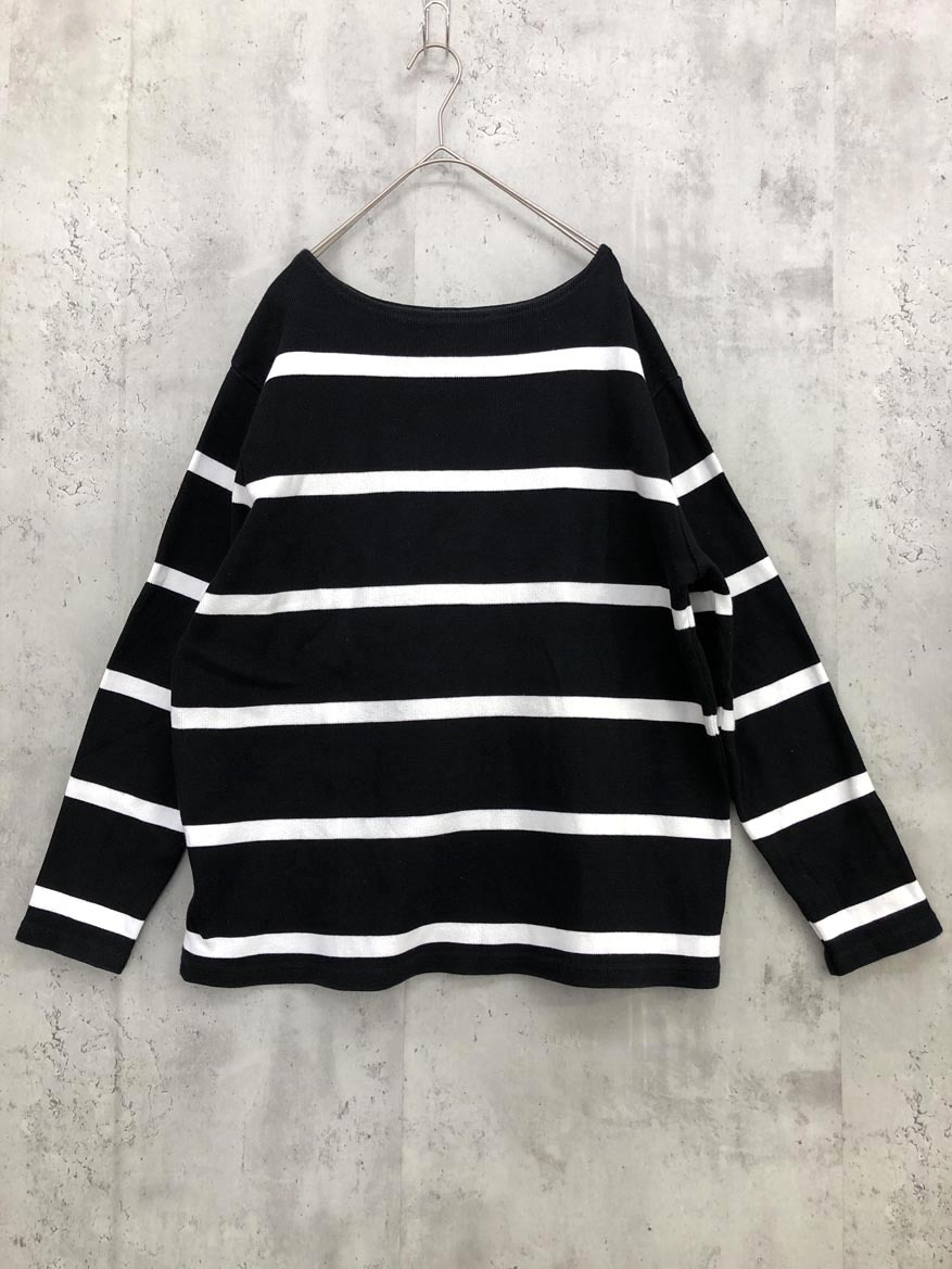 MAISON CORNICHON メゾンコルニション フランス製 厚手ボーダー ボートネック 長袖 Tシャツ sizeF0 /白×黒 ◇■ ☆ fgd1 レディース拍卖