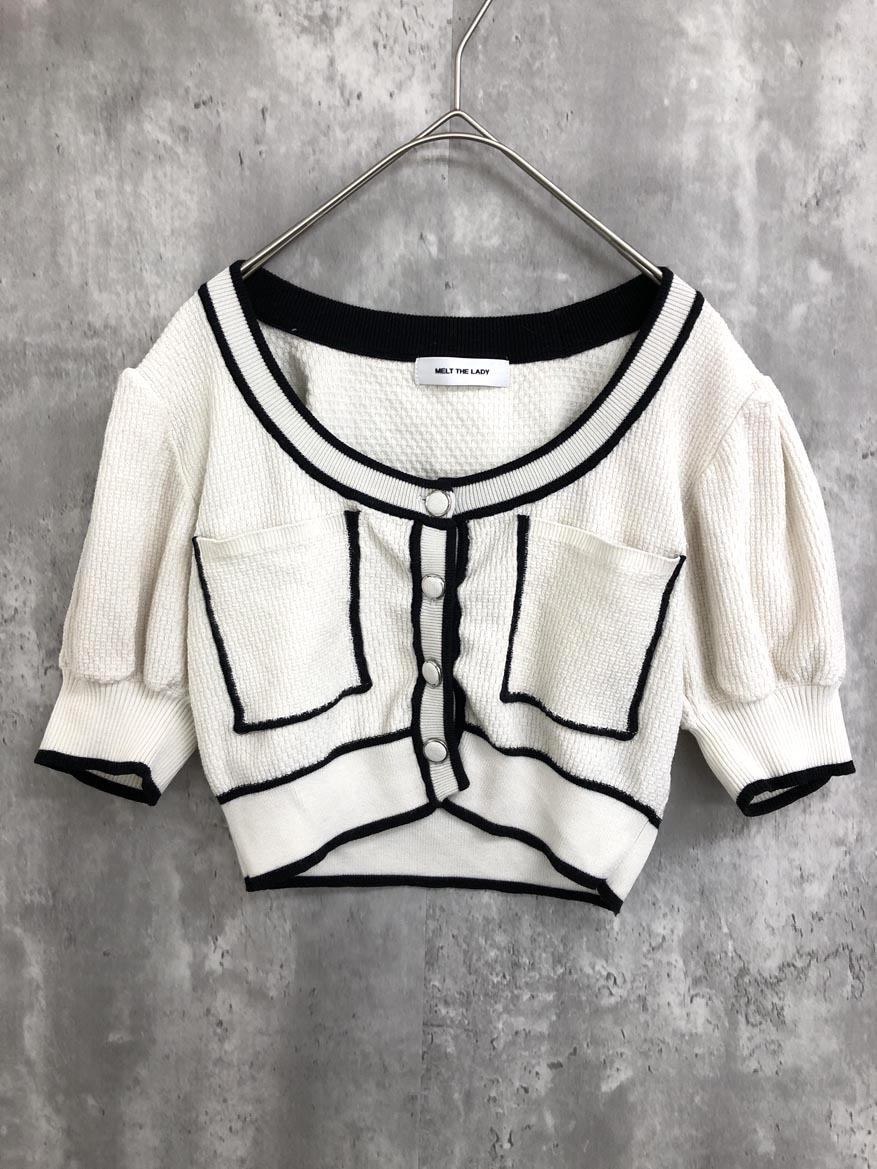 ゆうパケットOK MELT THE LADY メルトザレディ 半袖 フレーム カーディガン sizeF/白系 ■◆ ☆ fgd1 レディース拍卖