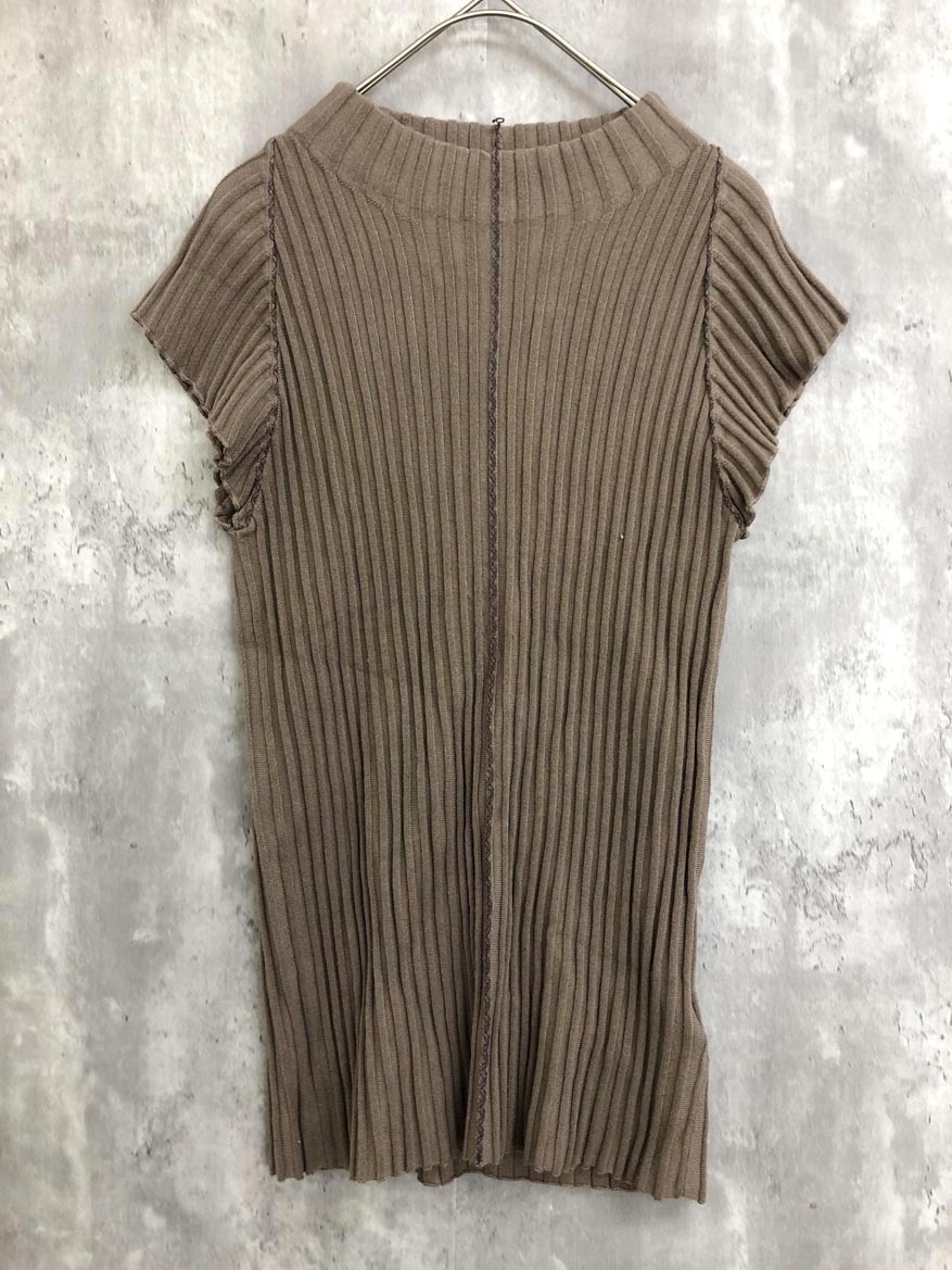 ゆうパケットOK LAGUNAMOON ラグナムーン ピンタック リブ プルオーバー ノースリーブ ニット セーター sizeF/モカ ■◆拍卖