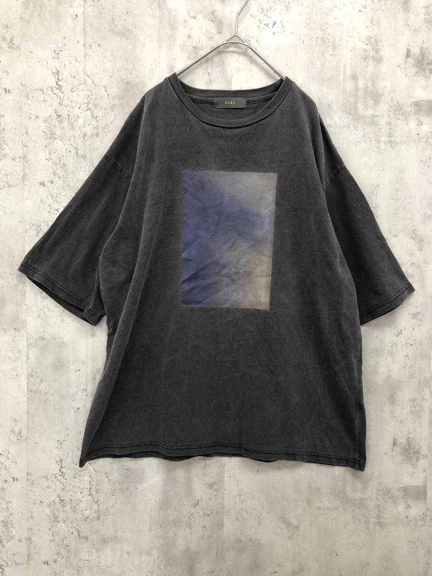 ゆうパケットOK CLEL クレイル プリント ビンテージ風 オーバーサイズ ユニセックス Tシャツ sizeM/チャコール ■■ ☆ fha8 メンズ拍卖