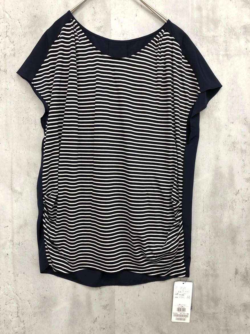 ゆうパケットOK 新品 COUP DE CHANCE クードシャンス ボーダー 切り替え フレンチスリーブ トップス カットソー size38/M/ネイビー ■◆拍卖