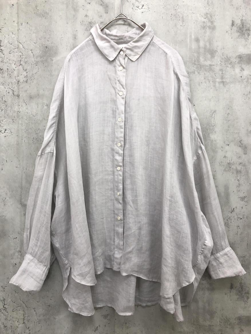 ゆうパケットOK pual ce cin ピュアルセシン 麻100% シフォン ロング ブラウス シャツ グレー ■◇ ☆ fhc0 レディース拍卖