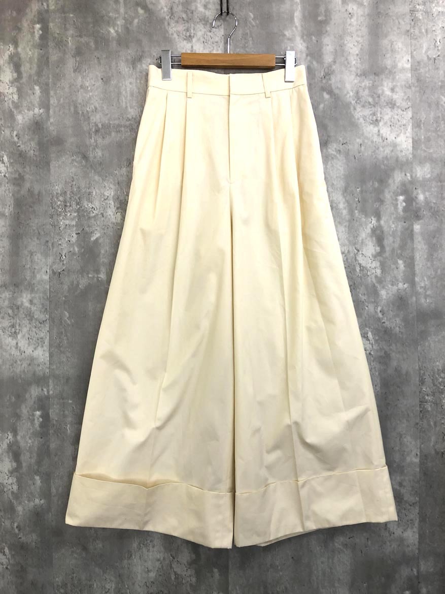 ゆうパケットOK 美品 audrey and john wad オードリーアンドジョンワッド L0307 センタープレス パンツ sizeS/クリーム ■■拍卖