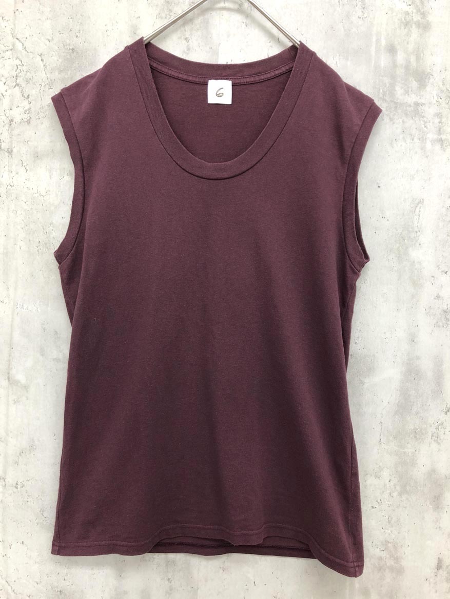 ゆうパケットOK 6 ROKU ビューティー&ユース ユナイテッドアローズ 無地 ノースリーブ トップス カットソー ブラウン系 ■◆拍卖