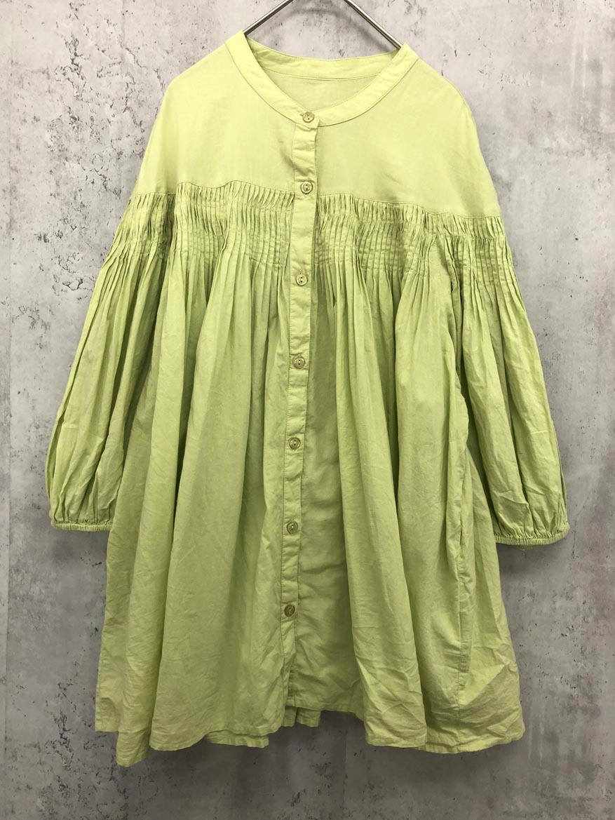 ゆうパケットOK world class ワールドクラス バルーンスリーブ ボリューム スタンドカラー ブラウス シャツ sizeM/グリーン ■◇拍卖