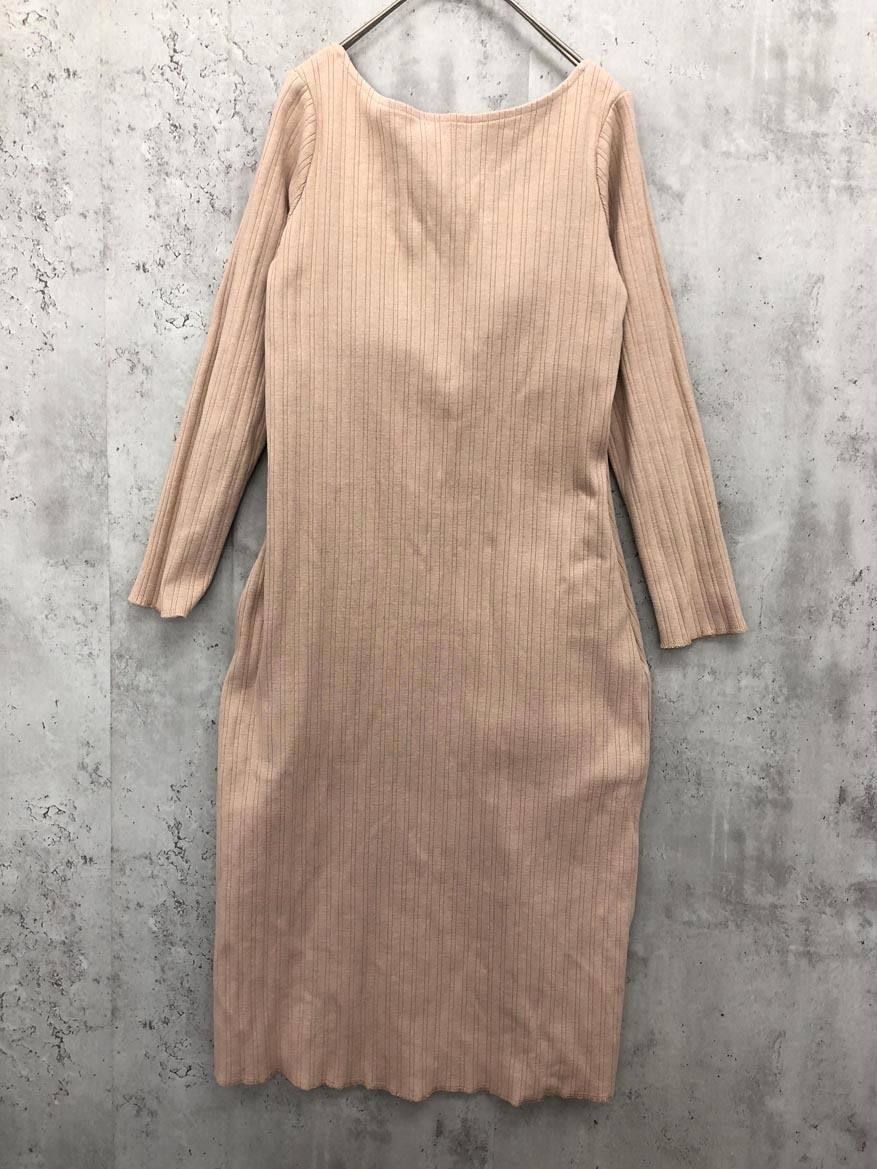 JANE SMITH ジェーン スミス 背中みせ カップ付き リブ ワンピース size38/ベージュ ■◇ ☆ fhc5 レディース拍卖