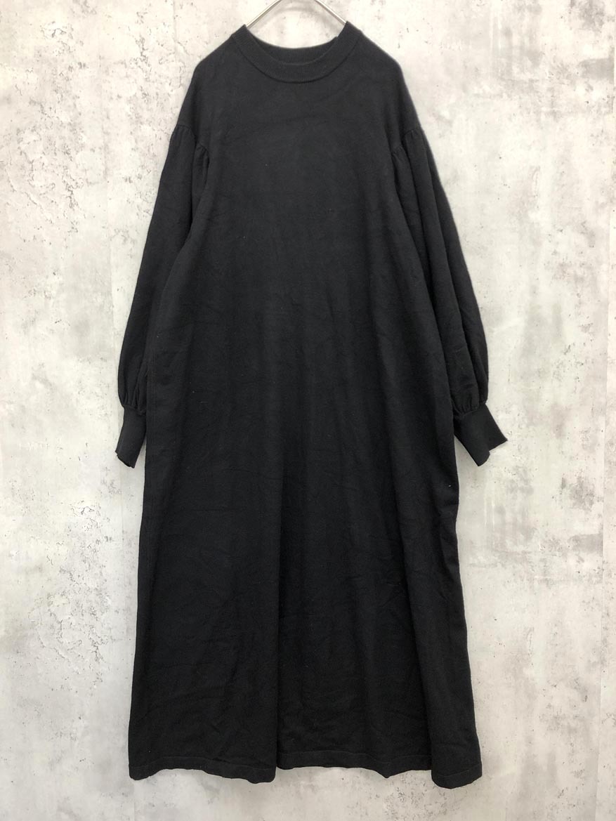 armonia アルモニーア 6N34L2H0200 袖ボリューム 長袖ニット ワンピース sizeF/黒 ◆■ ☆ fhc2 レディース拍卖