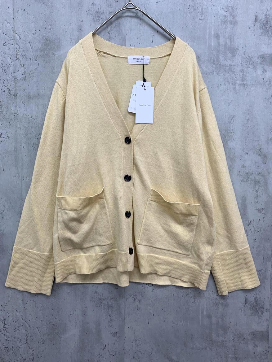 ゆうパケットOK 新品 OPAQUE.CLIP オペークドットクリップ 637-35001 Vネック 長袖 カーディガン size38/M/黄 ◇■ ☆ fhc8 レディース拍卖