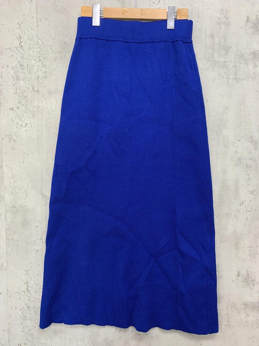 ゆうパケットOK 新品 CRAFT STANDARD BOUTIQUE クラフト スタンダード ブティック リブ ロング ニット スカート sizeL/青 ◇■拍卖