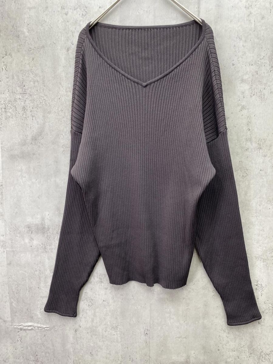 美品 Mila Owen ミラオーウェン Vネック 長袖 リブニット セーター size0/チャコールグレー ◇■拍卖
