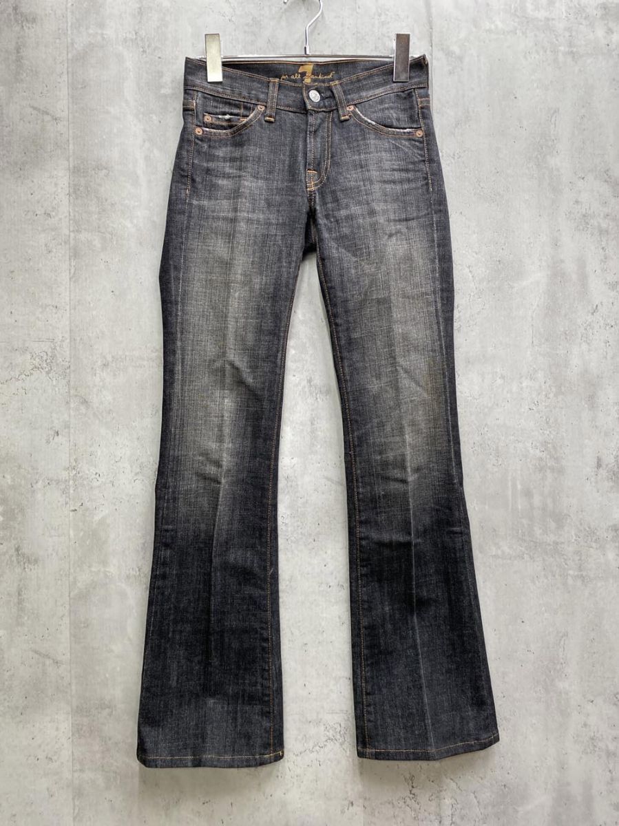 ゆうパケットOK 7 for all mankind セブンフォーオールマンカインド ブーツカット ローライズ デニムパンツ size24/黒 ■■拍卖