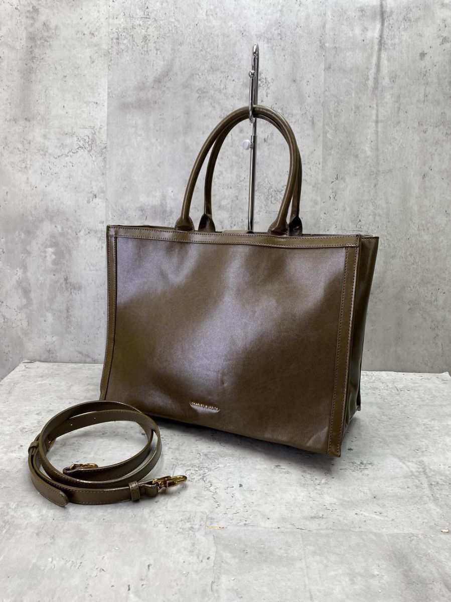 CHARLES & KEITH チャールズ&キース エクストララージ トート バッグ 茶系 ■■拍卖