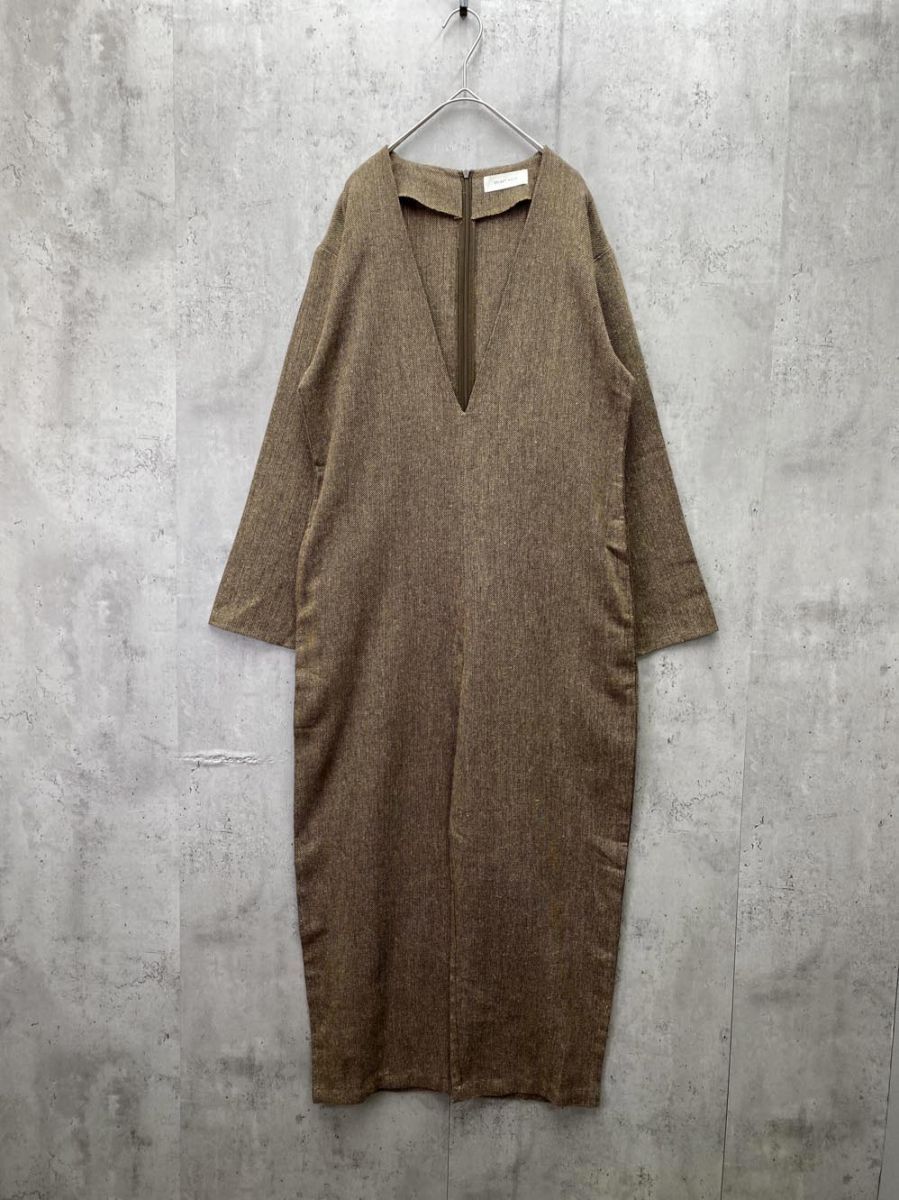 SELECT MOCA セレクトモカ キーネックロンパース Vネック 袖スリット オールインワン sizeF/茶 ◇■拍卖