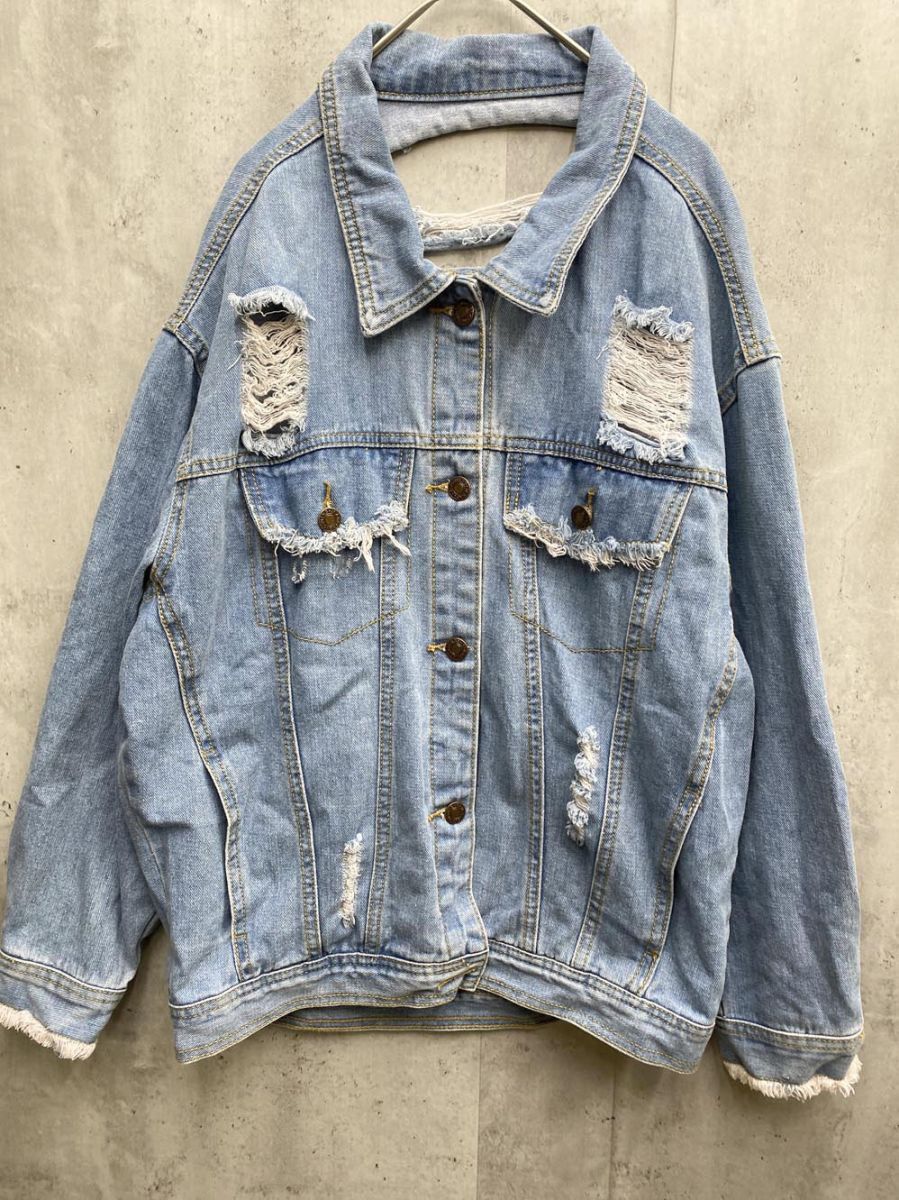 ANAP アナップ ダメージ Gジャン デニム ジャケット sizeF/水色 ◇■拍卖