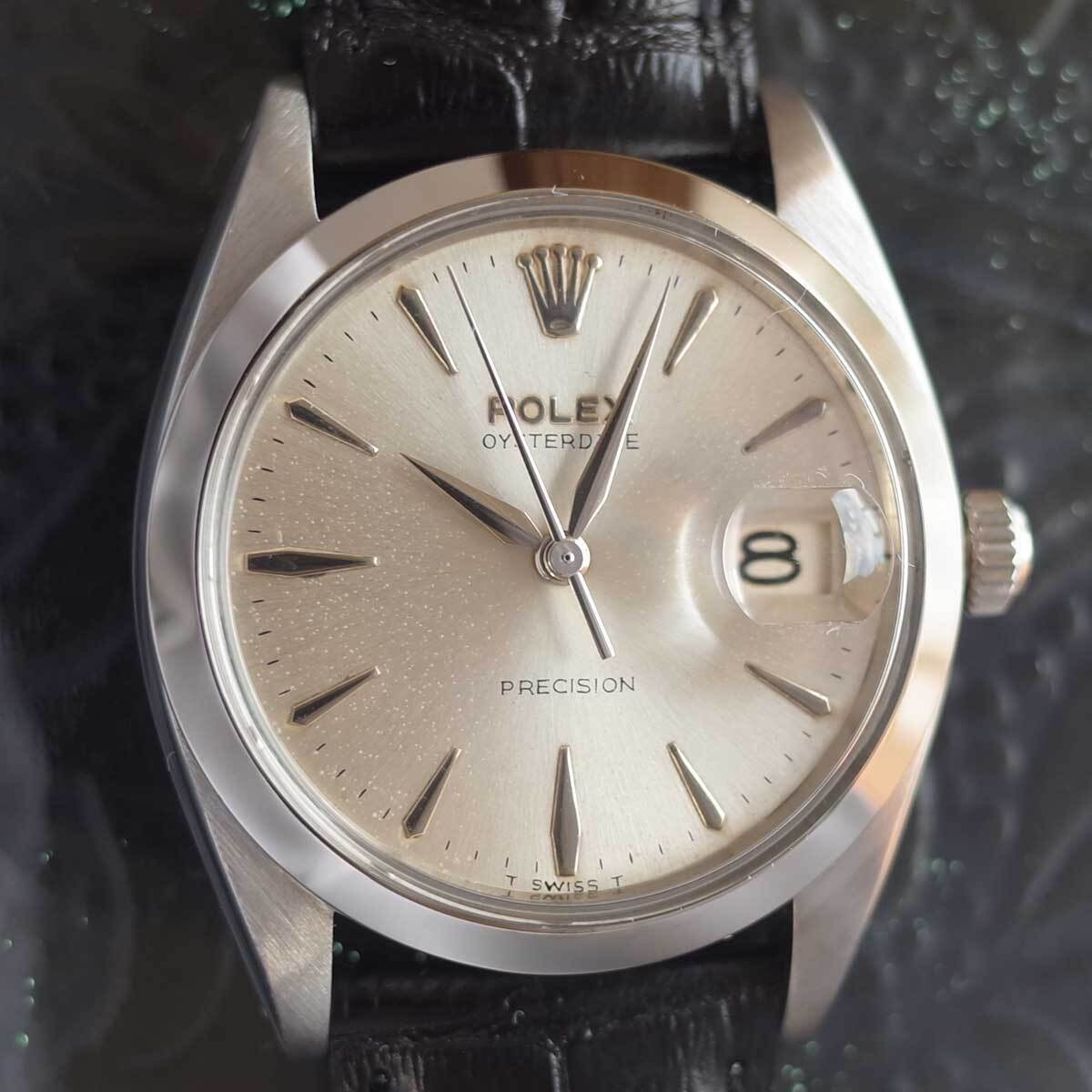 ロレックス 6694 オイスターデイト 1961年 SS ドルフィン針 くさびインデックス メンズ 手巻 腕時計 ROLEX アンティーク OH済拍卖