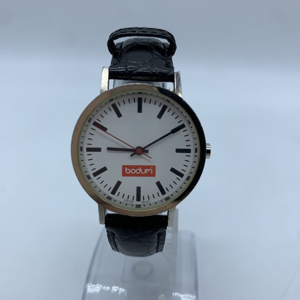 MONDAINE bodum モンディーン ボダム 腕時計 白文字盤 クオーツ 稼働品 メンズ レディース ユニセックス拍卖