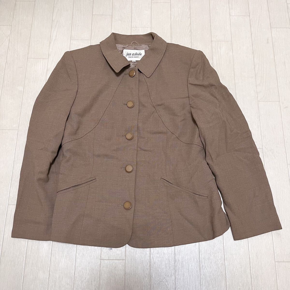 和827★ jun ashida ジュンアシダ ボタンアップ ジャケット ステンカラージャケット 11 ベージュ レディース拍卖