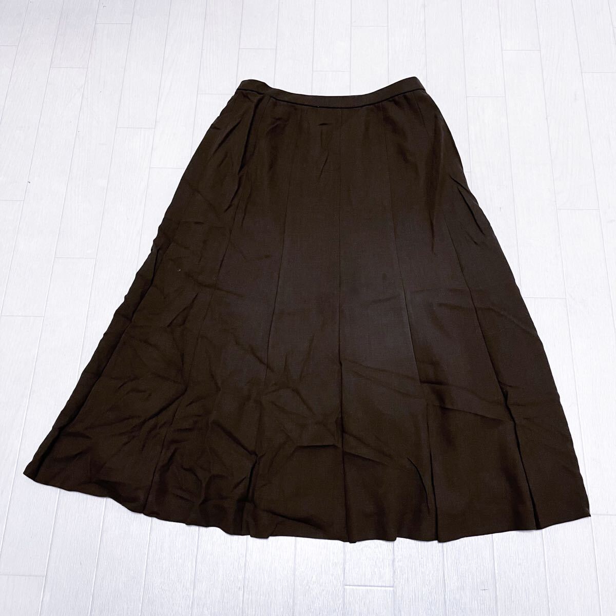 和829★ Leilian レリアン フレアスカート ロングスカート 日本製 11 ブラウン レディース拍卖
