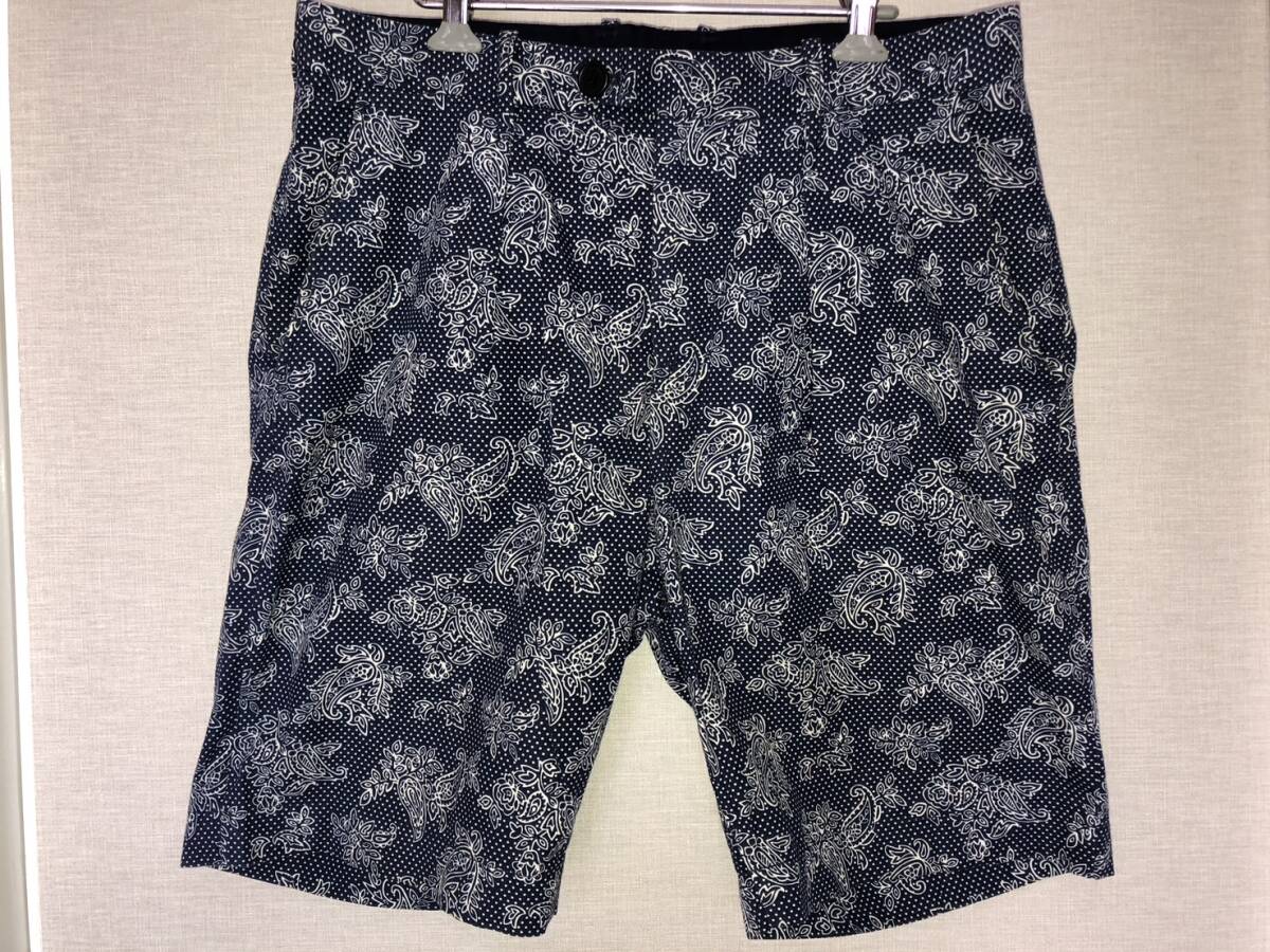 EDIFICE ペイズリー ハーフパンツ サイズ46 M ネイビー 柄 ユーロ ビームス アローズ ZARA 古着 即決拍卖