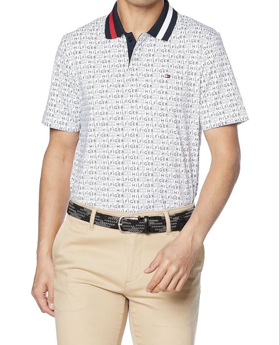 新品タグ付 HILFIGER GOLF ポロシャツ メンズ LL ロゴ総柄 半袖 THMA221 Polo Shirt Men’s LL Logo Print Short Sleeve THMA221 New拍卖