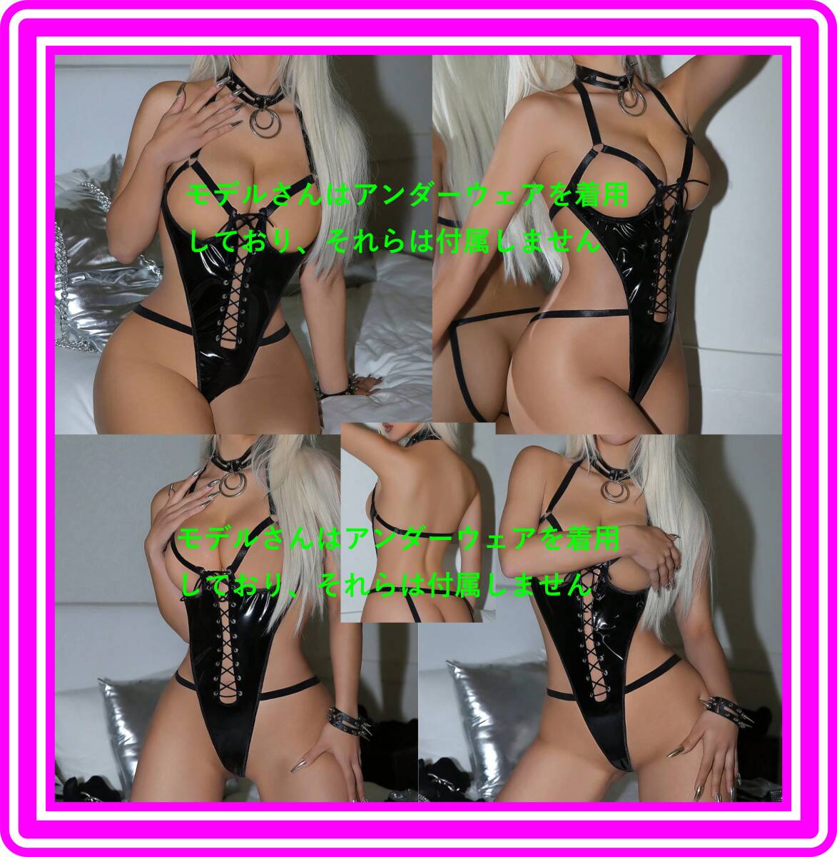 ★超素敵★光沢★エナメル★ボディスーツ★テディ★フロント編み込み★オープンバストデザイン★Tバック★B180拍卖