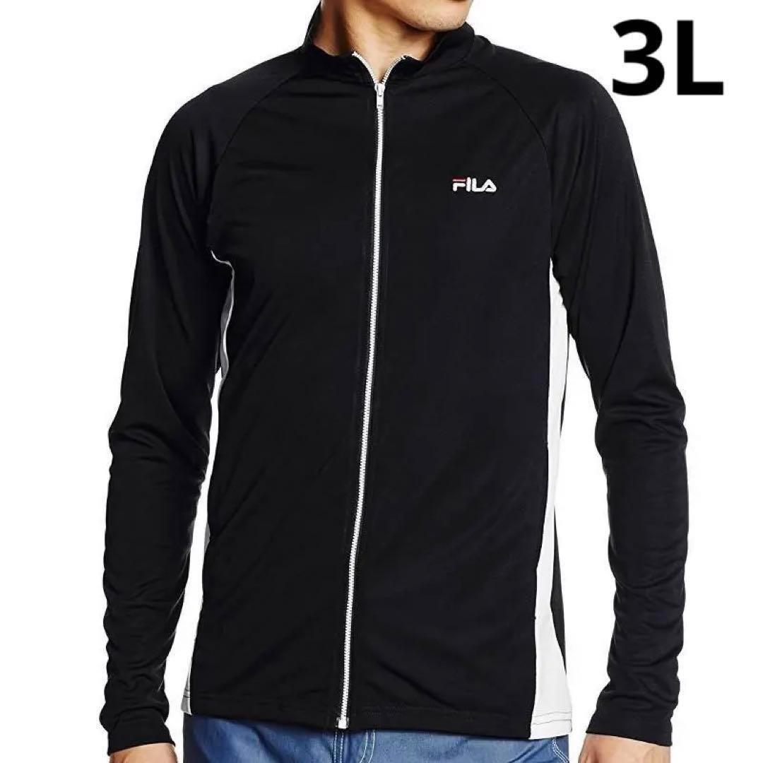新品60654 FILAフィラ 3Lサイズ 黒 ブラック メンズ フルジップ長袖ラッシュガード 水陸両用 UVカットウェア 紫外線対策 UPF50+拍卖