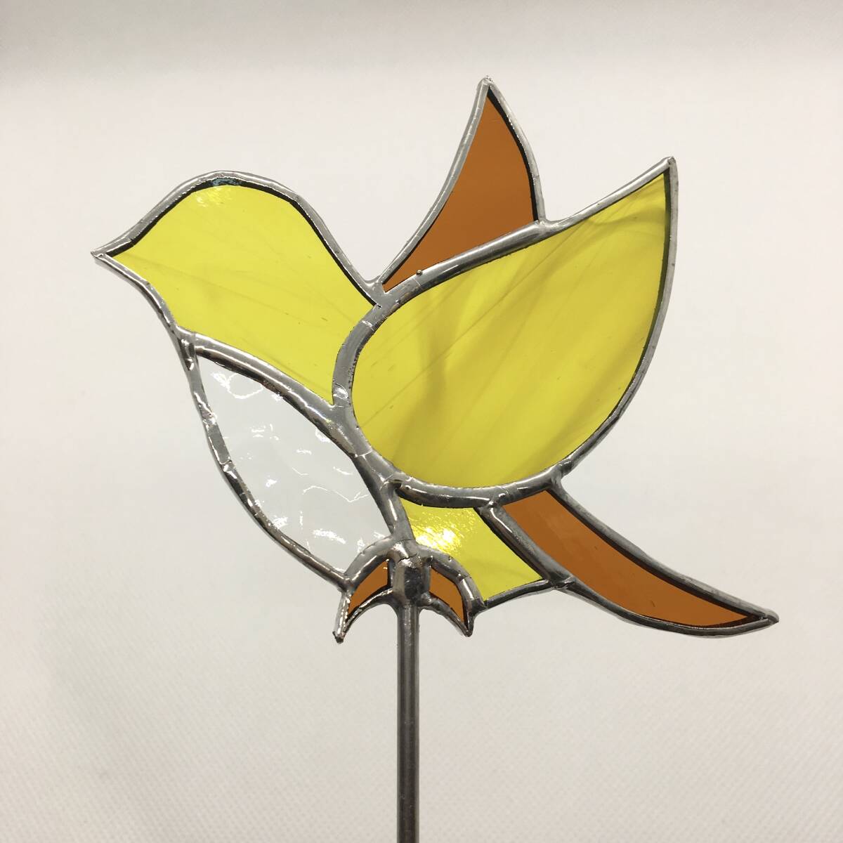 ステンドグラス!!小鳥のガーデンピック 黄色♪拍卖