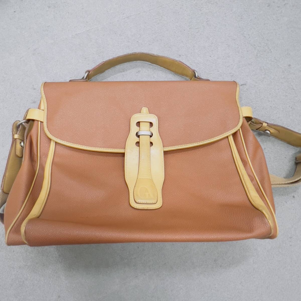 #14368 GIORGIO ARMANI ジョルジオアルマーニ 2way ビジネスバッグ ショルダーバッグ レザー 本革 ブラウン 茶 メンズ A4拍卖
