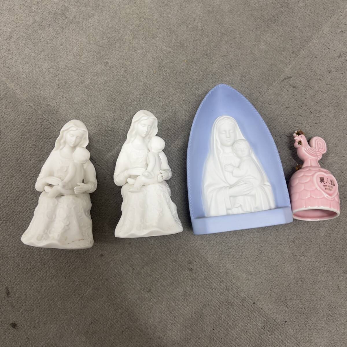 #14161 聖母マリア像 陶器製  彫刻 聖母子像 キリスト教 置物 マリア様 その他 呼び鈴 拍卖