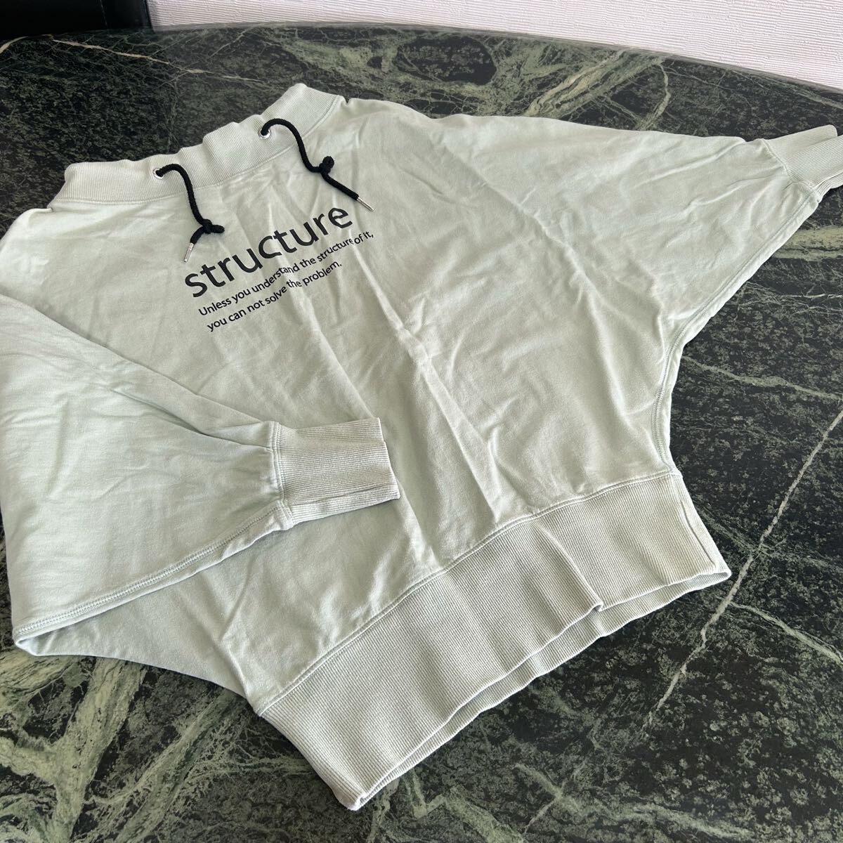 【美品】Lallia Mu★ラリアムー ドルマンスリーブスウェット トレーナー 38サイズ Mサイズ ミントグリーン 長袖トップス レディース拍卖