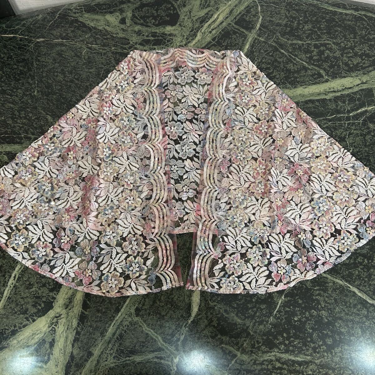 【美品】Piccola Conte★ピッコラコンテ ビーズ刺繍ショール ストール ピンク系 レア TGM ゴージャス拍卖