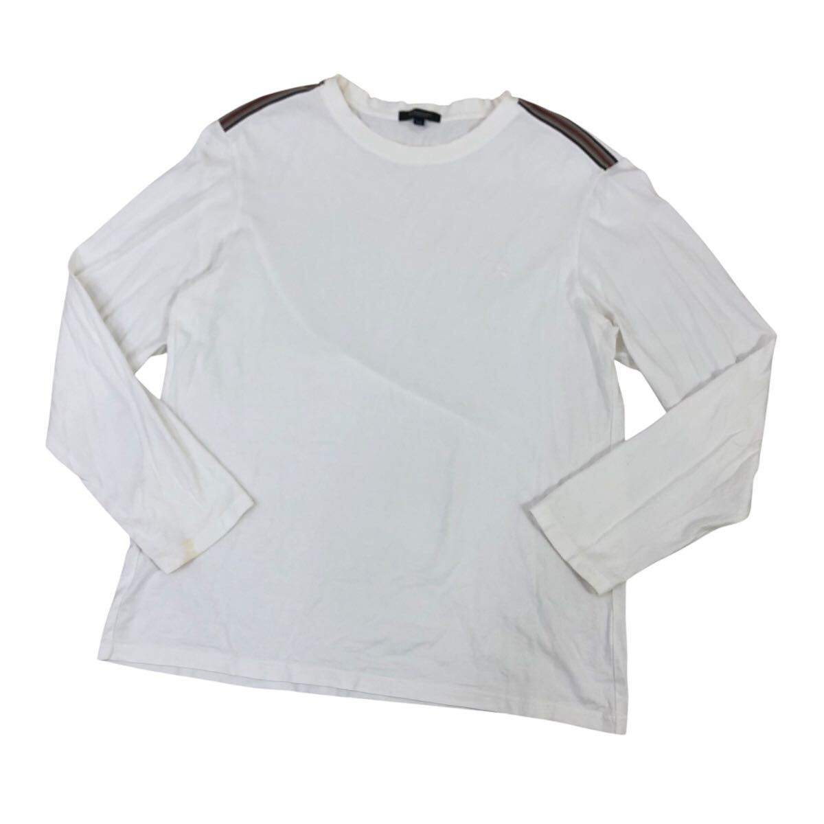 ND302-5 BURBERRY LONDON バーバリー ロンドン 長袖 Tシャツ ロンT トップス カットソー コットン 綿 100% ホワイト メンズ LL拍卖