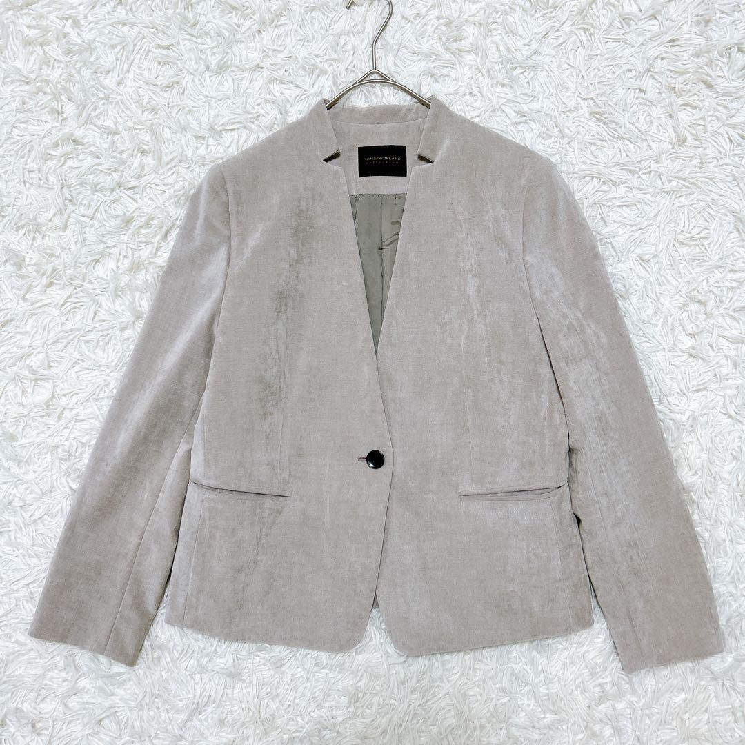 TOMORROWLAND collection トゥモローランドコレクション ベッチン ノーカラージャケット ベロア ベージュ テーラード フォーマル拍卖