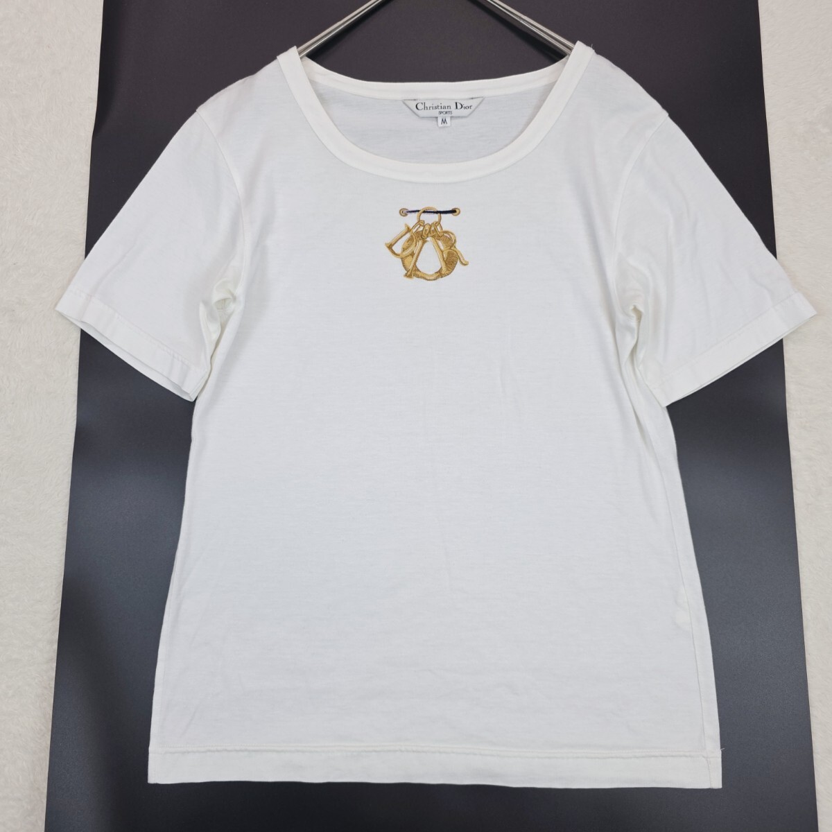 クリスチャンディオール Christian Dior sports 半袖Tシャツ クルーネック ロゴ刺繍 ホワイト 白色 Mサイズ カットソー コットン100%拍卖
