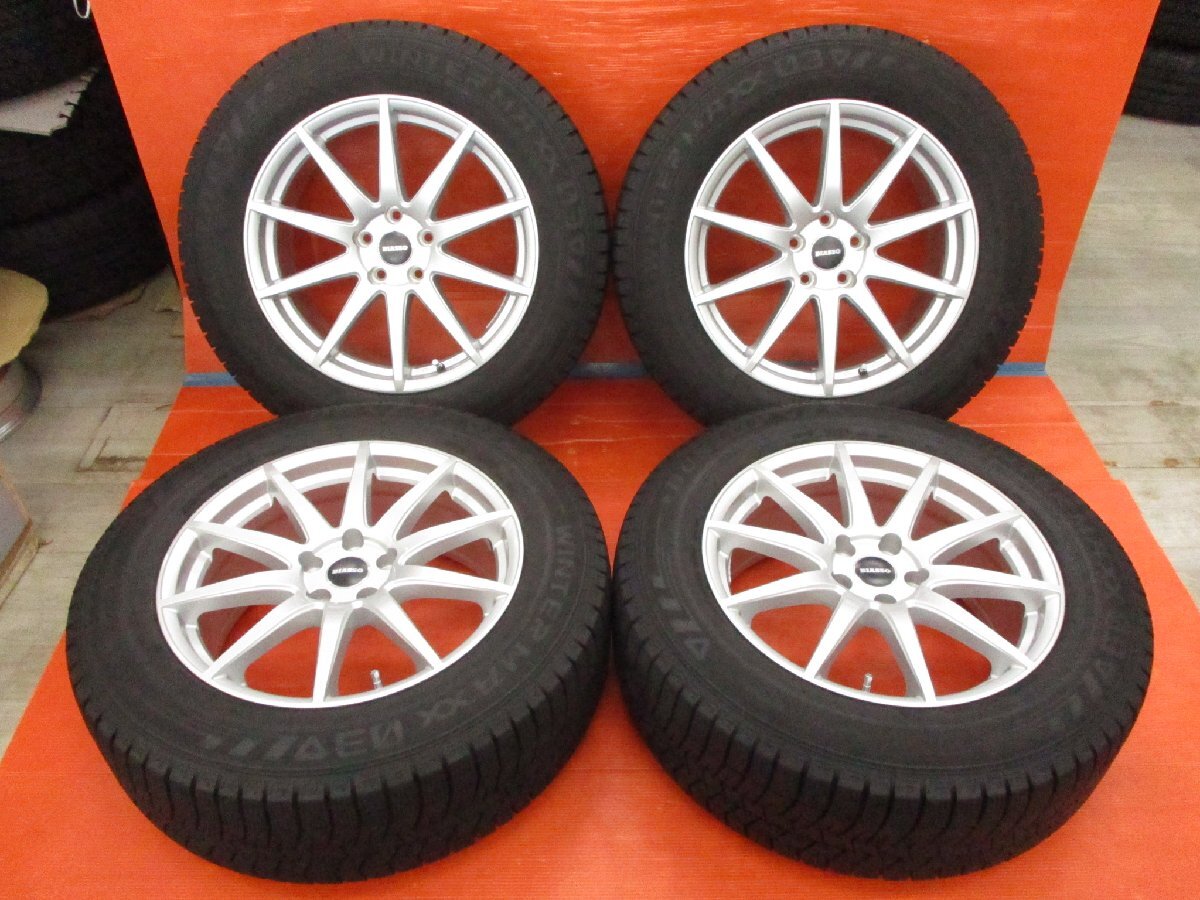 【O4】BIASSO BI-01 18インチ 8.0J +43 5H 112 13R球面座 WINTERMAXX 03 235/60R18 中古ホイールスタッドレスタイヤセット Audi Q5 FY/8R拍卖