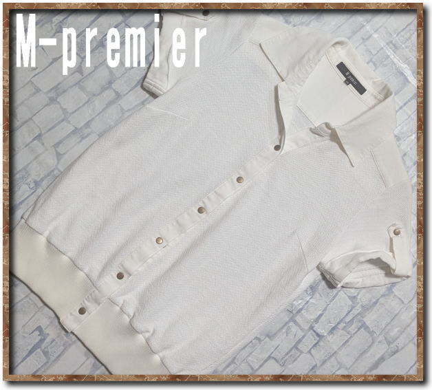 ☆M-PREMIER エムプルミエ 襟付き半袖カットソー 白☆拍卖