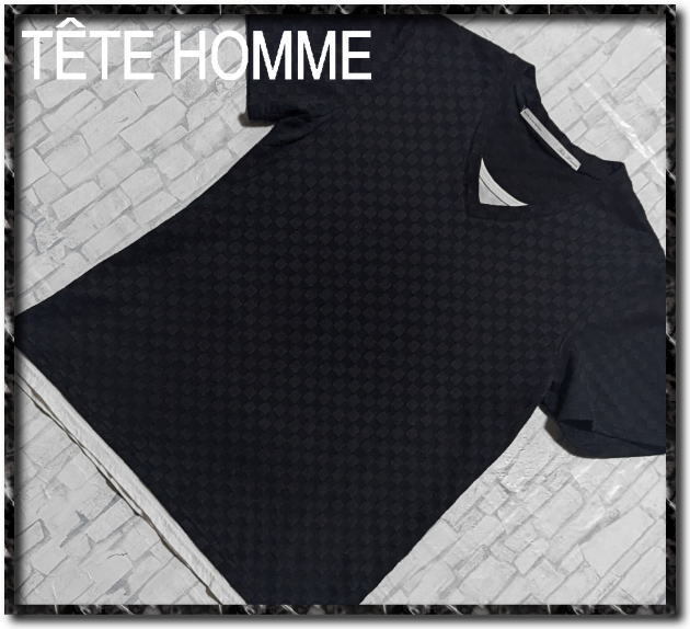 ★TETE HOMME テットオム 重ね着風半袖カットソー 黒★拍卖