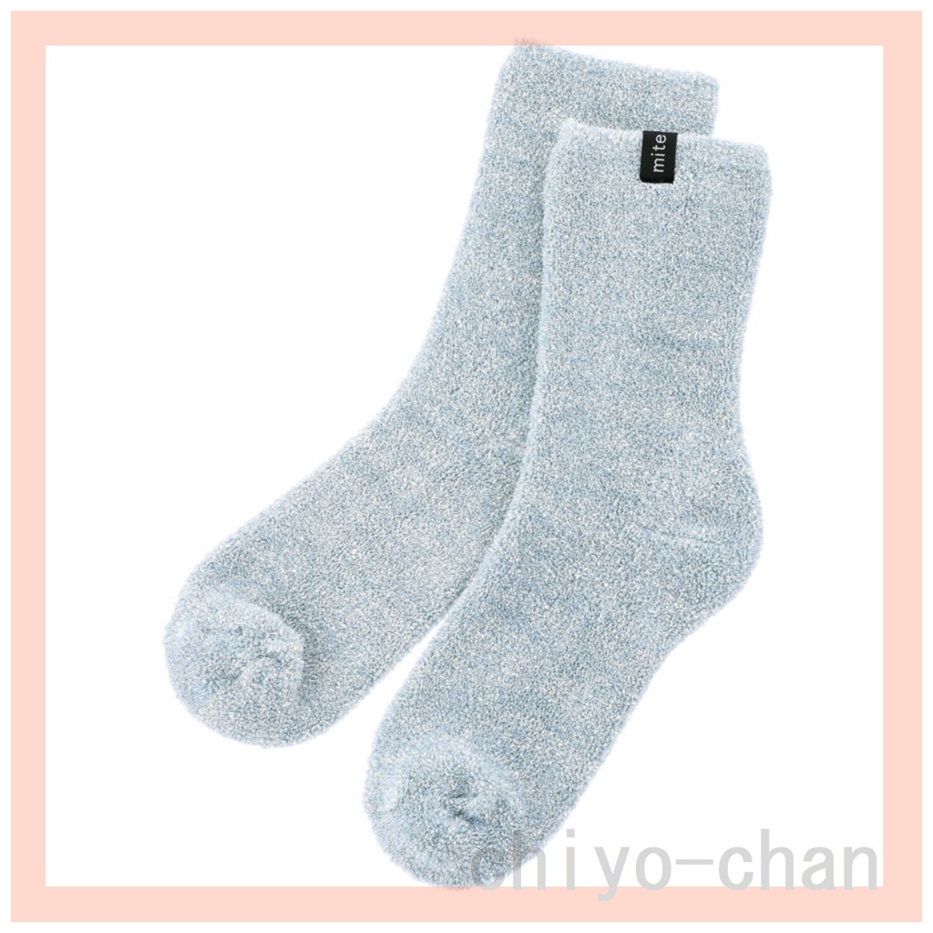ミーテ コットン&シルク使用 柔らかなフィット感で 足先を温める! ゆるゆるソックス ブルーグレー28-789993002拍卖