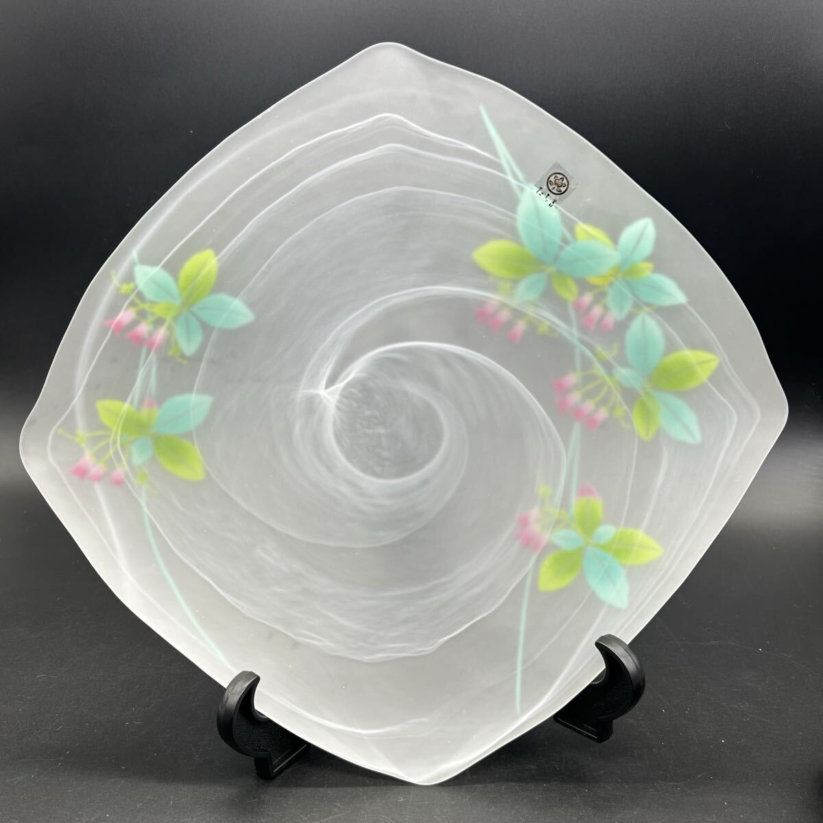 たち吉 橘吉 ようらく 花柄 角皿 プレート 大皿 ガラス皿 エ24-13拍卖