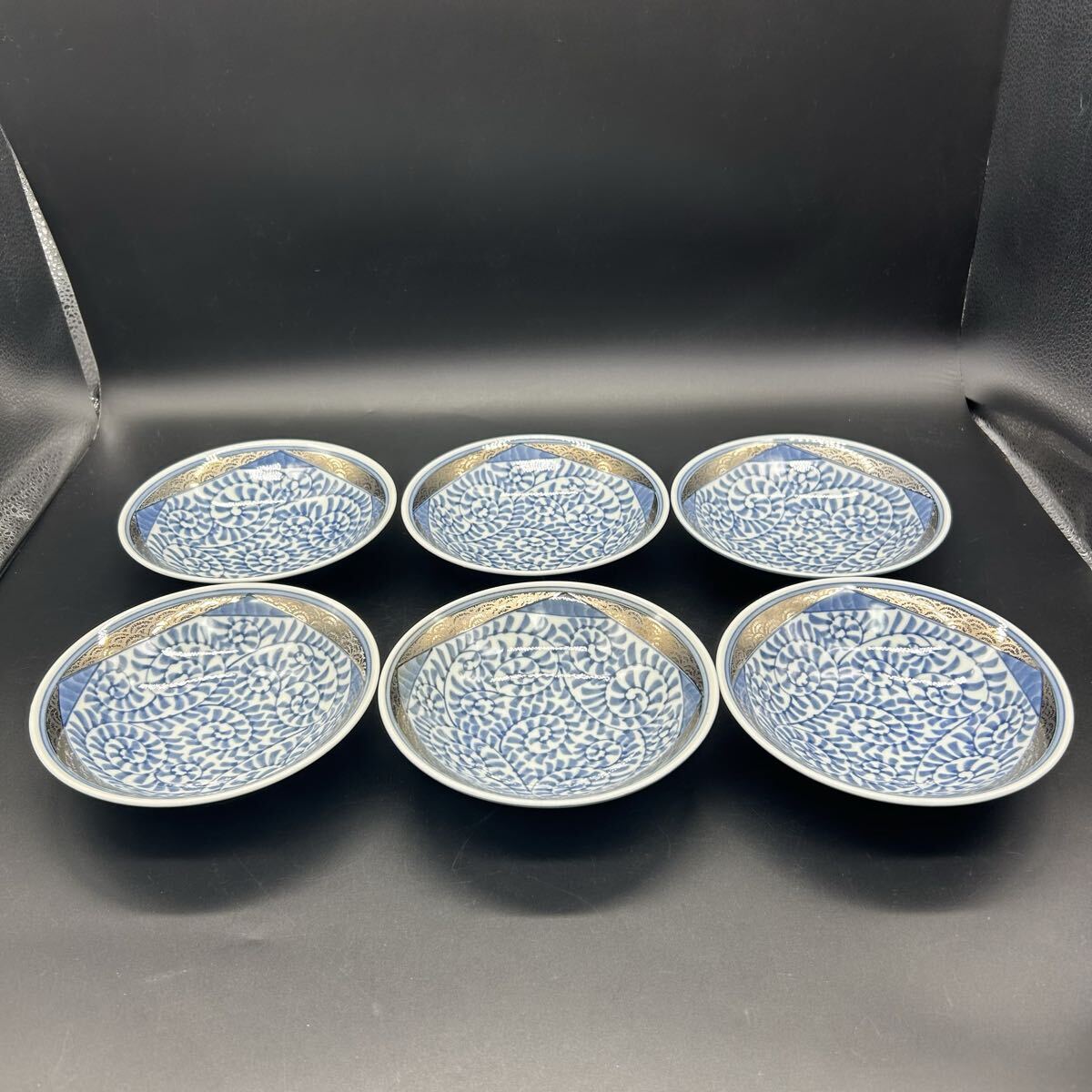 有田焼 光峰窯 染付 蛸唐草文 取り皿 小皿 中皿 小鉢 銀飾り 和食器 エ32-12拍卖