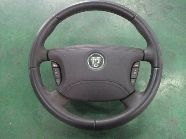 ⑦ JAGUAR ジャガー XJ J73TA 純正 レザー ステアリング ハンドル ※モジュール欠品※ ジャンク品拍卖