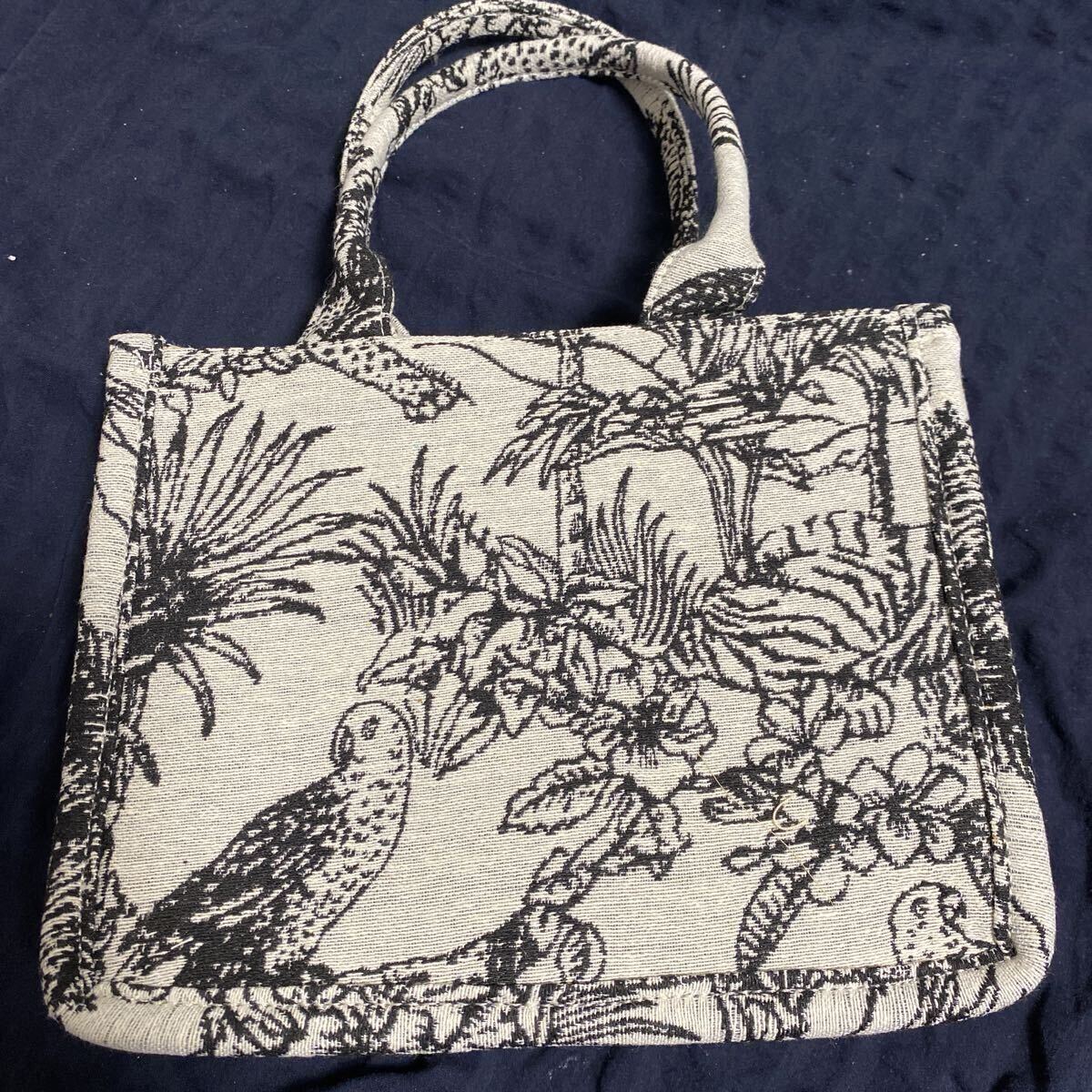 ジャガード織 ミニトートバッグ 南国柄 未使用 拍卖