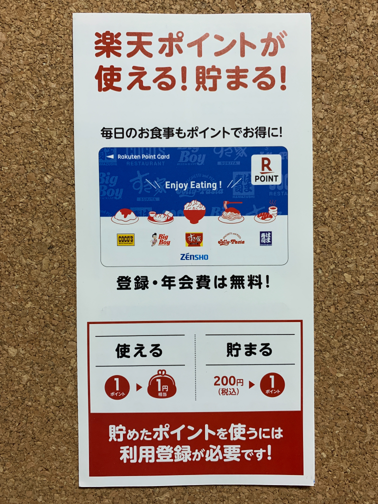 【ポイントカード 15】Rポイント ゼンショー ココス ビッグボーイ すき屋 ジョリーパスタ はま寿司 未使用 未登録拍卖