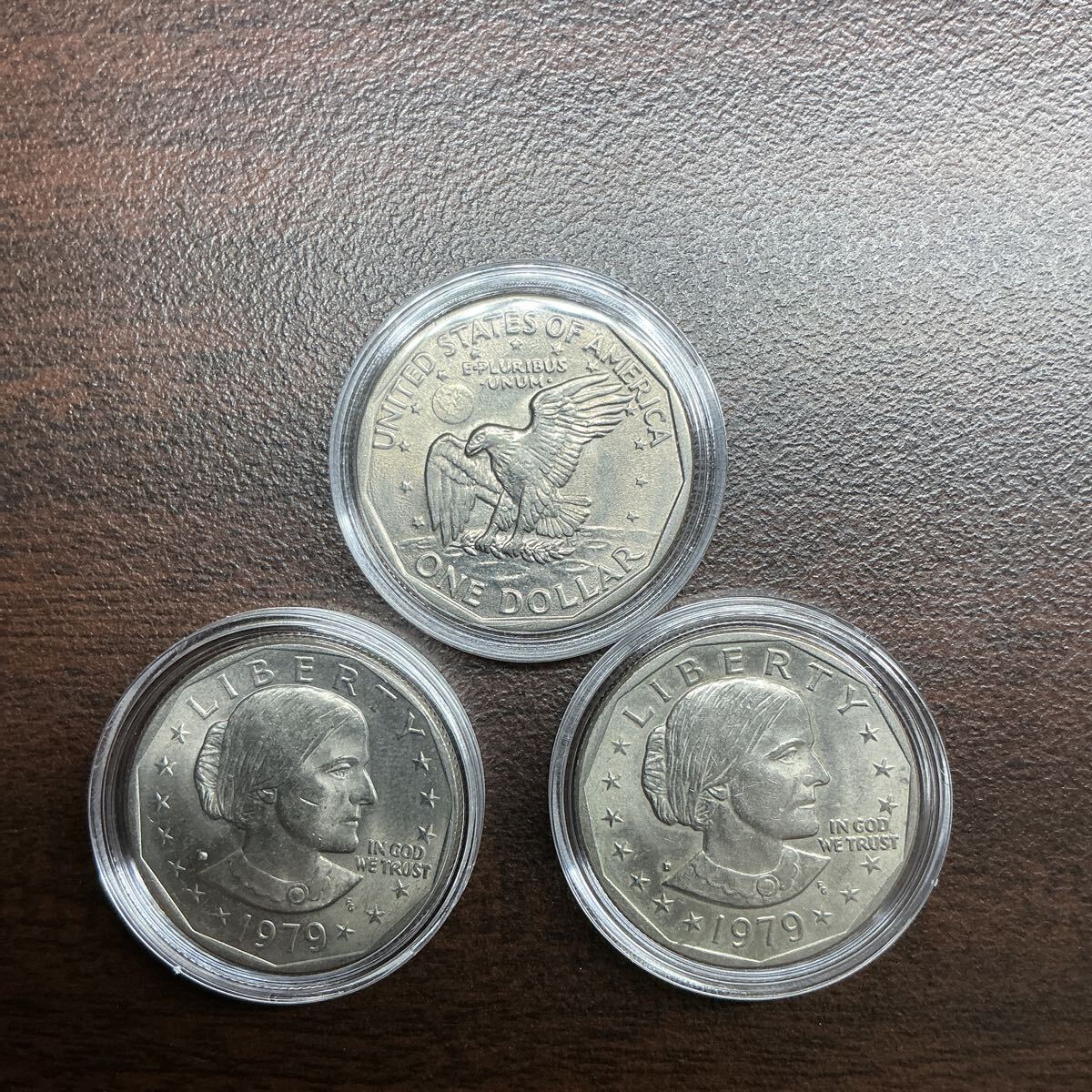 1979年 スーザン・B・アンソニー・ダラー硬貨 アメリカ 1ドル 3枚セット 硬貨管理080907拍卖